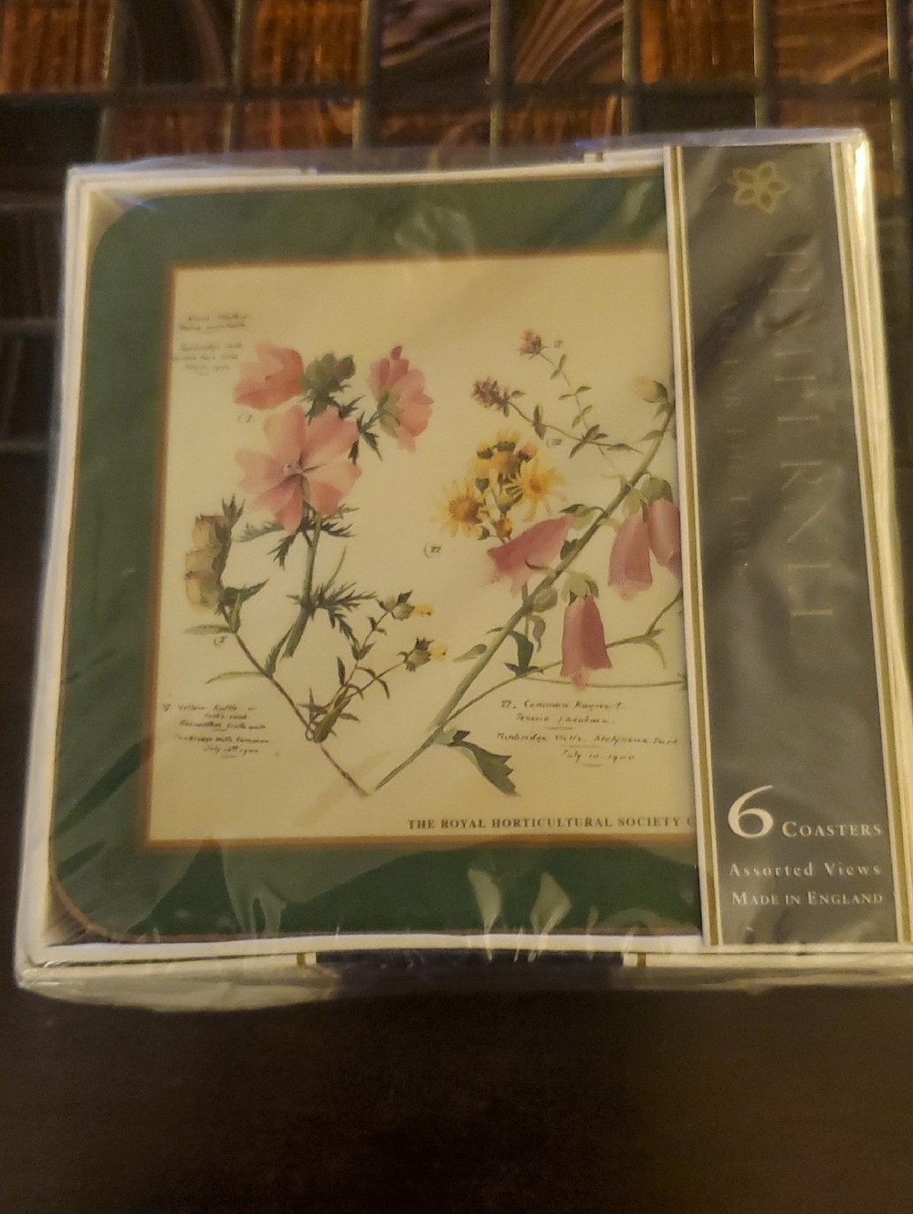Pimpernel Wildflower Coaster Set - Green Border
